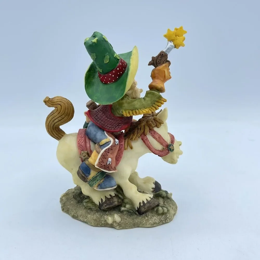 Vintage Santa's Keepsake Christmas Cowboy on a Horse Hand Painted Collectable